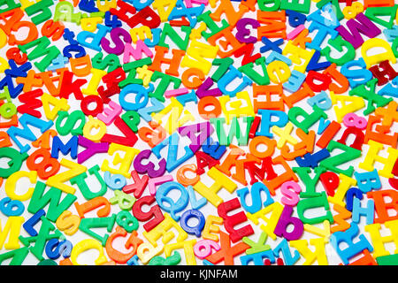 Eine Nahaufnahme von magnetische Buchstaben Stockfoto