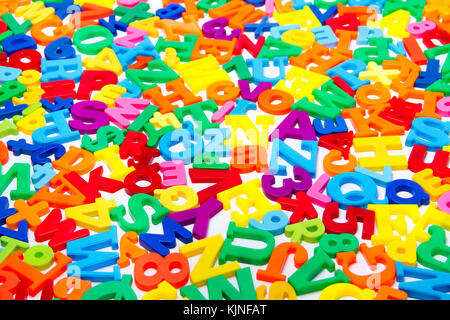 Eine Nahaufnahme von magnetische Buchstaben Stockfoto
