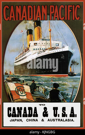 30er Vintage Travel Poster Canadian Pacific Cruise Dampf schiff in die USA Stockfoto