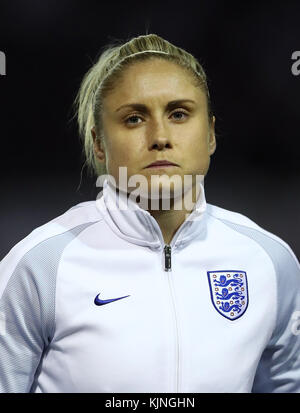 Steph Houghton, Englands Fußballweltmeisterin, während des Frauen-WM-Qualifikationsspiel 2019 im Banks's Stadium, Walsall. DRÜCKEN SIE VERBANDSFOTO. Bilddatum: Freitag, 24. November 2017 Stockfoto