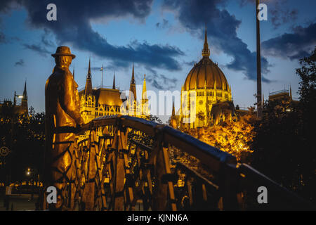 Denkmal für Imre Nagy in Martyrs' Platz in Budapest (Ungarn). Juni 2017. Querformat. Stockfoto