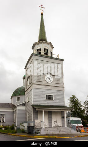 Sitka, Alaska, USA - 20. August 2017: die Kathedrale des hl. Erzengels Michael am Lincoln und matsoutoff Straßen in Sitka, Alaska. Stockfoto