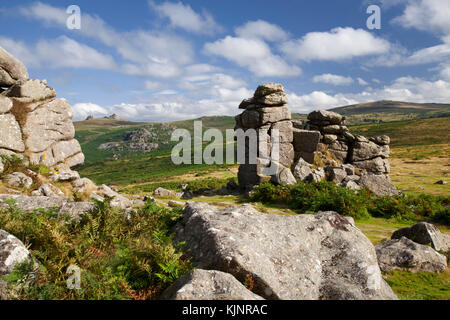 Ferner Haytor Felsen von Hound Tor Nationalpark Dartmoor Devon gesehen Stockfoto