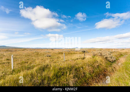 Reisen nach Island - isländische Landschaft entlang biskupstungnabraut Road in der Nähe von Gullfoss Wasserfall im September Stockfoto