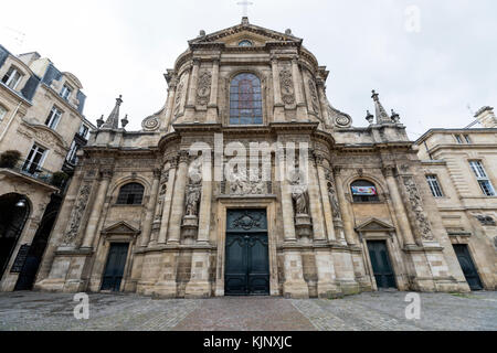 Fassade der Église Notre Dame, Bordeaux, Departement Gironde, Frankreich. Stockfoto