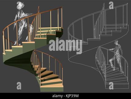 Zu Fuß die Treppen hoch. abstrakte Bild der Menschen auf der Treppe Stock Vektor