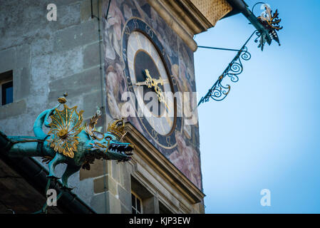 Clock Tower in Lausanne am Place de la Palud Stockfoto