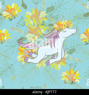 Retro Style Abbildung mit Blumen und Tieren Stock Vektor