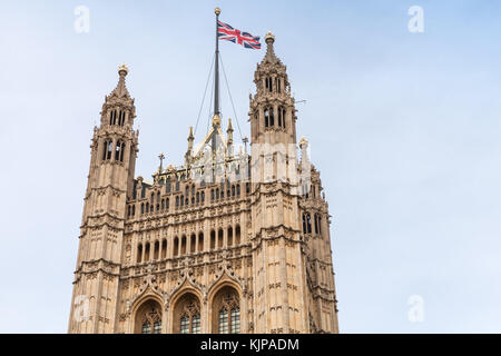 Victoria Tower, quadratischen Turm an der süd-west end im Palast von Westminster in London, Vereinigtes Königreich