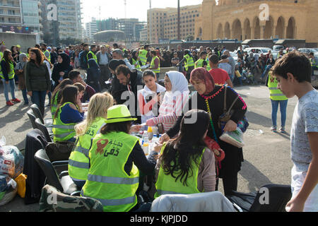 Marytrs' Square, Beirut, Libanon, 26. November 2017, Anmeldung in der Dafa Kampagne Beirut, Libanon, Credit: Mohamad Itani/Alamy leben Nachrichten Stockfoto