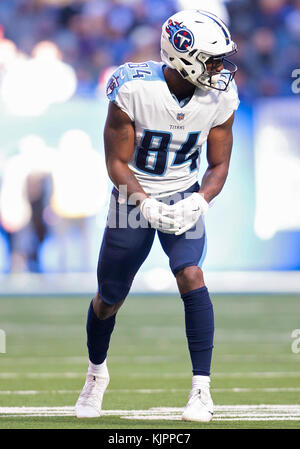 Indianapolis, Indiana, USA. 26 Nov, 2017. Tennessee wide receiver Corey Davis (84) Während der NFL Football Spiel Action zwischen der Tennessee Titans und die Indianapolis Colts im Lucas Oil Stadium in Indianapolis, Indiana. Tennessee besiegte Indianapolis 20-16. Johann Mersits/CSM/Alamy leben Nachrichten Stockfoto