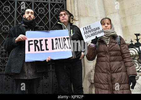 London, Vereinigtes Königreich. 29. November 2017. Lauri Liebe kommt an der Royal Courts of Justice in London für den Start eines Berufungsverfahren gegen die Auslieferung in die USA, wo er Gesichter hackng Gebühren. Credit: Peter Manning/Alamy leben Nachrichten Stockfoto