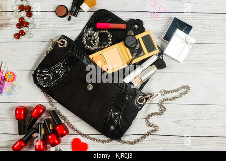 Nail Make-up Notebook Tasche Spiegel Kosmetik Make-up Tasche Frau Dame Material Stockfoto