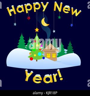 Minimalistischer wünscht ein frohes neues Jahr logo Stock Vektor