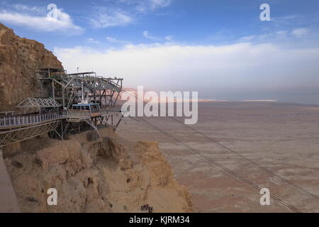 Seilbahn zur Festung Masada - Israel Stockfoto