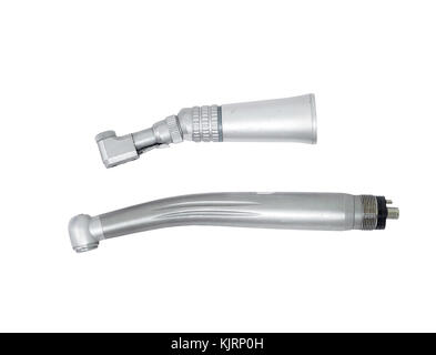 Zahnmedizinische Bohrmotor Werkzeug (hohe Drehzahl, Hand-Stück) und Freistellungspfad isoliert ov weißen Hintergrund. Stockfoto