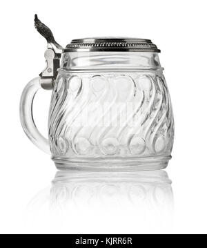 Glas tankard mit metallischen Verschlusskappe in weißen Hintergrund. mit Freistellungspfad Stockfoto