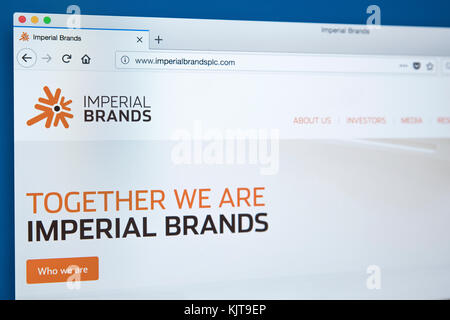LONDON, UK - 25. NOVEMBER 2017: Die Homepage der offiziellen Website von Imperial Brands - The British multinational Tobacco Company, am 25. November Stockfoto