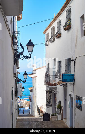 Gasse in Altea Stockfoto