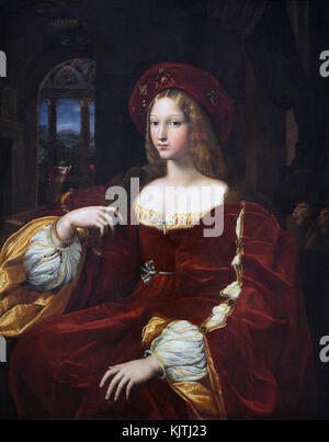 Porträt von Dona Isabel de Requessens. Vicereine von Neapel. Früher Porträt von Giovanna d'Aragona von Raffaello Santi Sanzio (1483-1520) Stockfoto