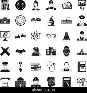 Atom Symbole gesetzt, einfachen Stil Stock Vektor