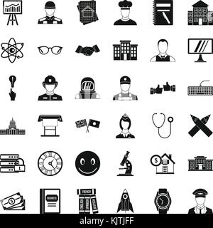 Wissenschaft Symbole gesetzt, einfachen Stil Stock Vektor