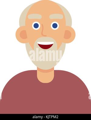 Mann Gesicht gefühlvolle Symbol. alter Mann in Gläser mit Schnurrbart lächelnd flach Stock Vektor