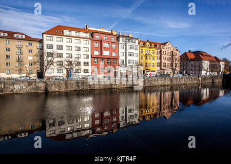 Riverside Häuser, Ceske Budejovice, Tschechien, Europa Stockfoto