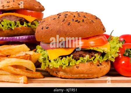 Selektiver Fokus auf der rechten Cheeseburger Stockfoto