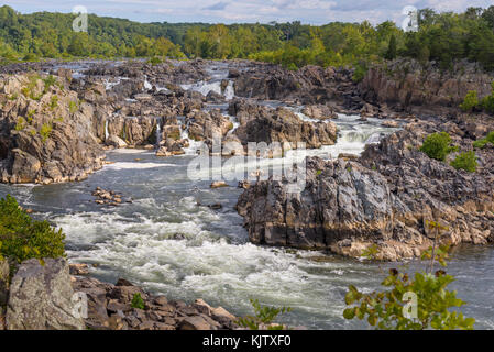 Den Potomac River in Great Falls in der Nähe von Washington D.C., USA. Stockfoto