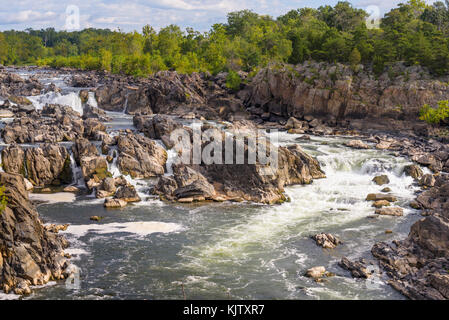 Den Potomac River in Great Falls in der Nähe von Washington D.C., USA. Stockfoto