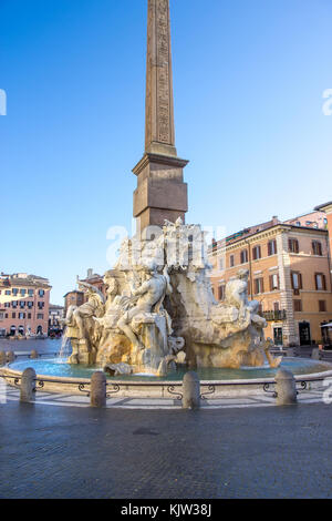 Brunnen der vier Flüsse auf der Piazza Navona, Rom Stockfoto