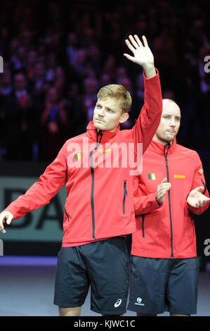 Lille, Frankreich. November 2017. Der belgische Tennisspieler David Goffin winkt dem Publikum beim Davis Cup Finale am 26. November 2017 in Lille zu. Credit: YAN LERVAL/AFLO/Alamy Live News Credit: Aflo Co. Ltd./Alamy Live News Stockfoto