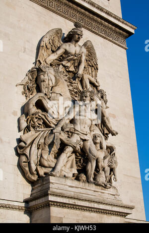 Nahaufnahme Detail von La Resistance de 1814 Skulptur auf dem Arc de Triomphe, Paris, Frankreich Stockfoto