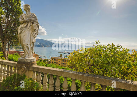 Aussicht von der Villa Durazzo über das Ligurische Meer Santa Margherita Italien Stockfoto