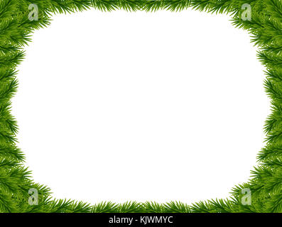 Hintergrund mit Vektor Weihnachtsbaum Niederlassungen und Platz für Text. Realistische FIR-Grenze, Rahmen isoliert auf Weiss. Toll für Weihnachtskarten, Bann Stockfoto