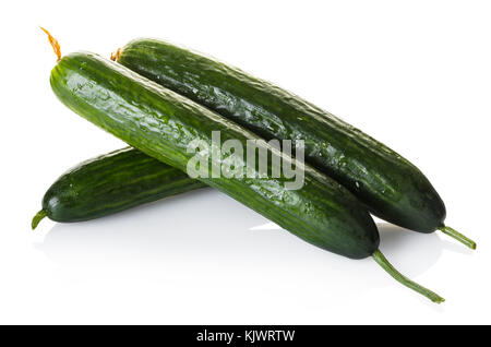 Bio Gurke close-up auf weißem Hintergrund isoliert Stockfoto