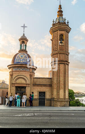 Kapelle Unserer Lieben Frau vom Berg Karmel (Virgen del Carmen), 1928, von Aníbal González, Triana, Sevilla, Andalusien, Spanien Stockfoto