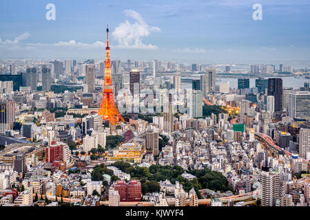 Tokio, Japan Tower und Skyline. Stockfoto