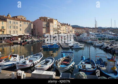 Saint St Tropez Hafen, Port, Riviera, Cote d'Azur, Südfrankreich Stockfoto