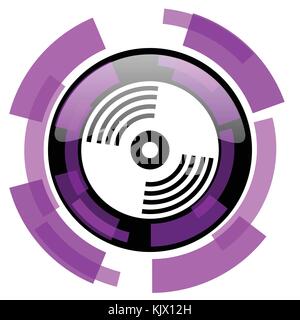 Vinyl Musik pink violett modern Design vector Web und Smartphone Symbol. runde Schaltfläche in der Eps 10 auf weißem Hintergrund. Stock Vektor