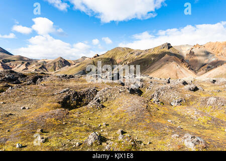 Reisen nach Island - Berglandschaft in landmannalaugar Bereich Fjallabak Nature Reserve im Hochland von Island im September Stockfoto