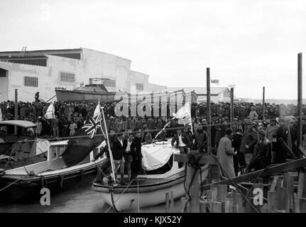 Offizielle Eröffnung des Tel Aviv Port. Fahnen & Dekoration Stockfoto