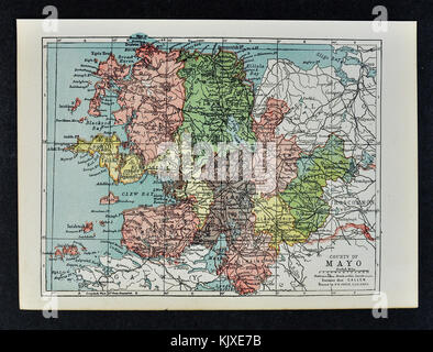 Antike Irland Karte - Mayo County - castlebar Newport killala ballyhaunis ballindine Stockfoto