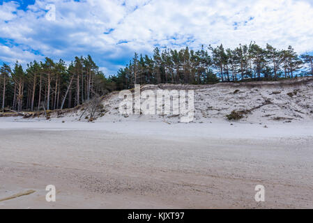 Strand in der Nähe von Leba Stadt in strengem Schutzgebiet des Slowinski Nationalparks an der Ostseeküste in Pommern Woiwodschaft, Polen Stockfoto
