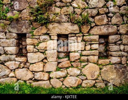 Trapezförmigen Nischen, Inca Mauerwerk, Machu Picchu, Cusco Region, Peru Stockfoto