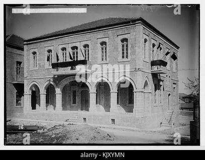 Der hebräischen Universität und Lord Balfour besuchen. Arabische protestieren; schwarze Fahnen angezeigt Stockfoto