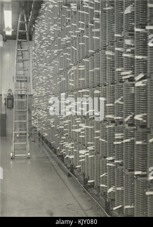 Hauptverteiler der Telefonanlage, Christchurch Central Post Office Stockfoto