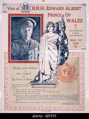 Dieses Bild zeigt den Besuch von H. R. H. Edward Albert, Prince of Wales, im Jahr 1920. Der Besuch war Teil seiner königlichen Pflichten und symbolisierte die Präsenz des britischen Königs in der internationalen Diplomatie und im kulturellen Austausch während des frühen 20. Jahrhunderts. Stockfoto