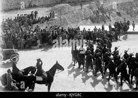 Erfassen und Besetzung Palästinas durch die Briten. Britische Truppen auf Parade am Jaffa-tor. 1917 Dez. 11530 matpc.. II. Stockfoto